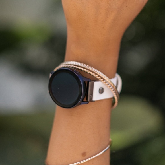 White Leather Strap Black Galaxy Active2 Band main image 5